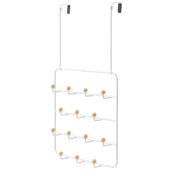 Patère 14 crochets fixation murale ou dessus de porte estique blanc