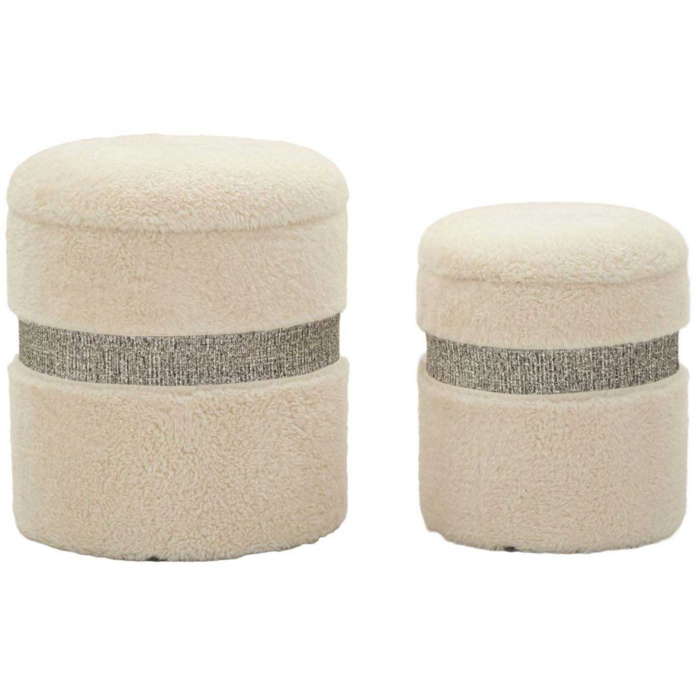 Pouf avec rangement intégré saint-moritz (set de 2) crème