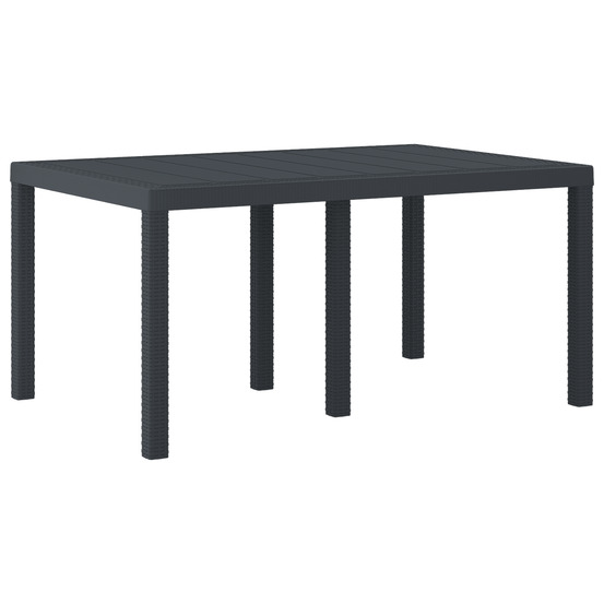 Table de jardin anthracite 150x100x73 cm en poly rotin