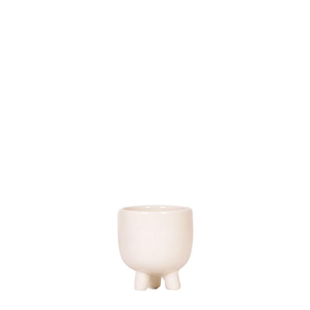 Cache-pot céramique finition lisse - teinte travertin naturelle - pot de 6cm