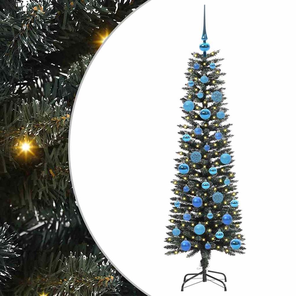 Sapin de noël artificiel vert 150 cm pvc, plastique et acier
