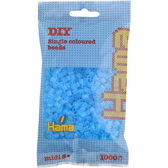 Sachet 1000 perles plastique midi bleu transparent