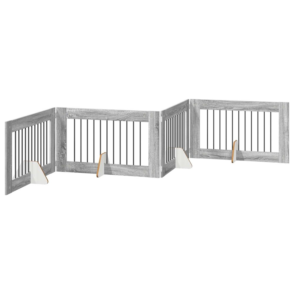 Porte de chien pliable avec supports 4 pc sonoma gris 401 cm