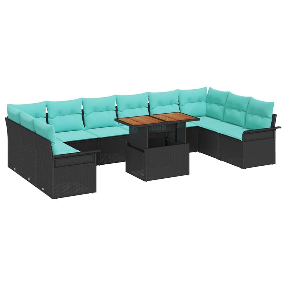 Ensemble de canapé de jardin 9 pc noir poly rotin