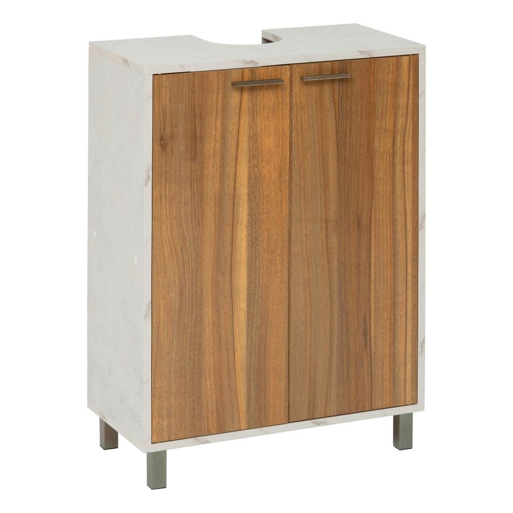 5five - meuble sous-lavabo come 2 portes bois et effet marbre