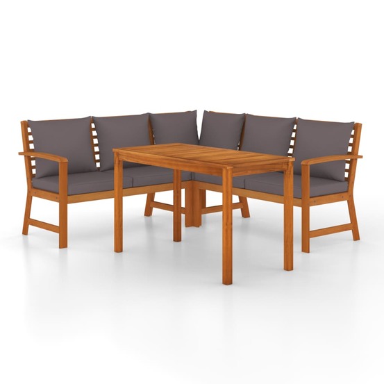 Ensemble à manger de jardin 4 pcs coussins bois acacia
