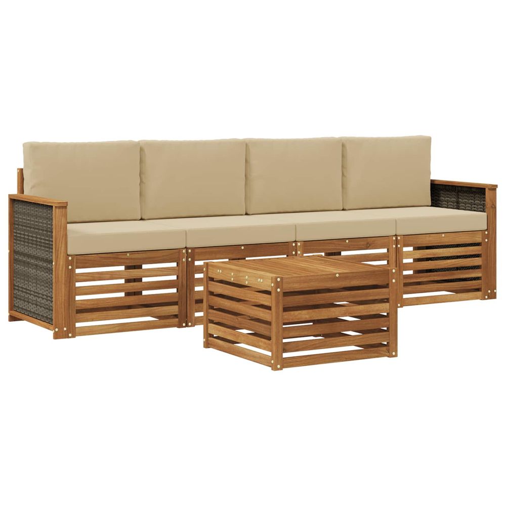 Ensemble de canapés d'extérieur 5 pc naturel et beige