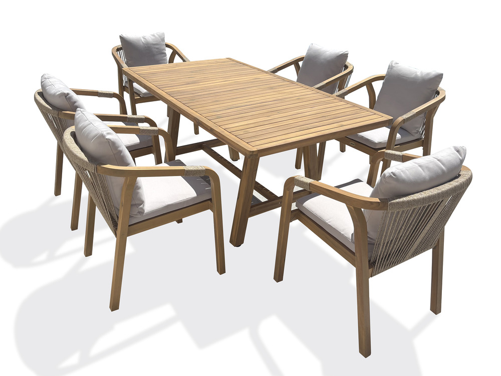 Ensemble repas serena 6 places bois d'acacia