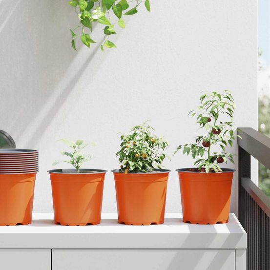 Lot de 100 pots de fleurs plastique pour plantes de jardin avec drainage 15x13 cm terre cuite