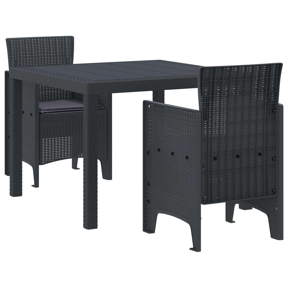 Ensemble de salle à manger pour jardin 3 pc anthracite
