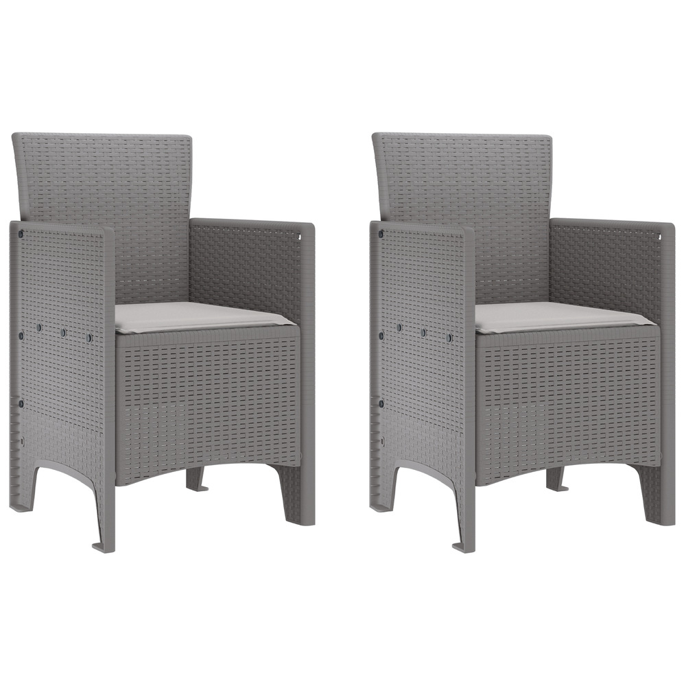 Chaises de jardin avec coussins 2 pcs gris clair poly rattan