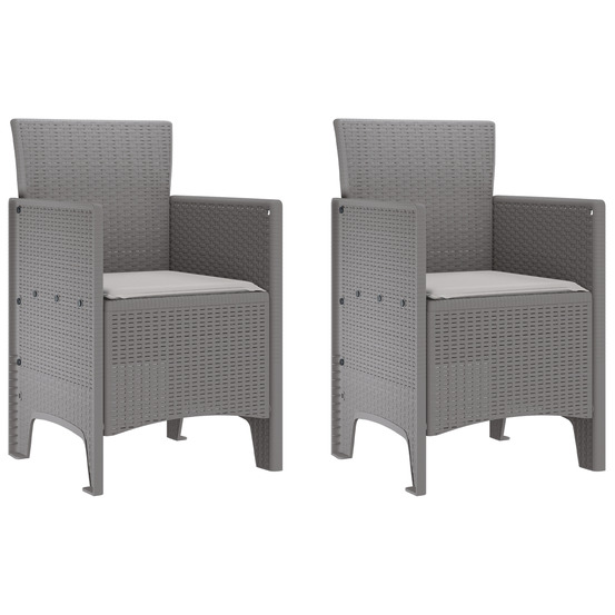 Chaises de jardin avec coussins 2 pcs gris clair poly rattan