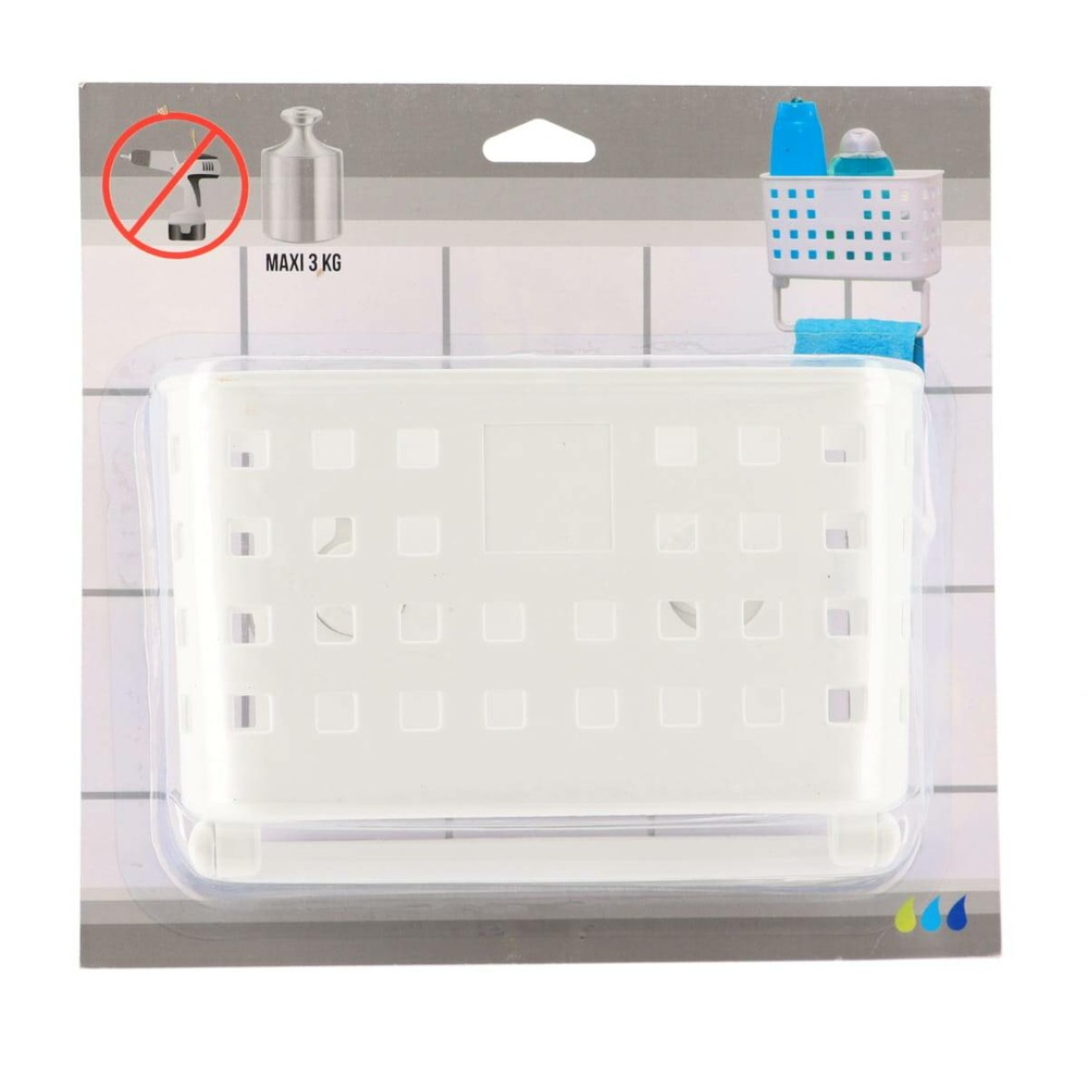 Panier pp/porte serviettes sur ventouses - blanc