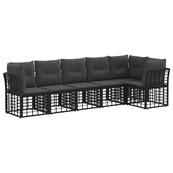 Ensemble de canapé de jardin 6 pc noir polyrotin