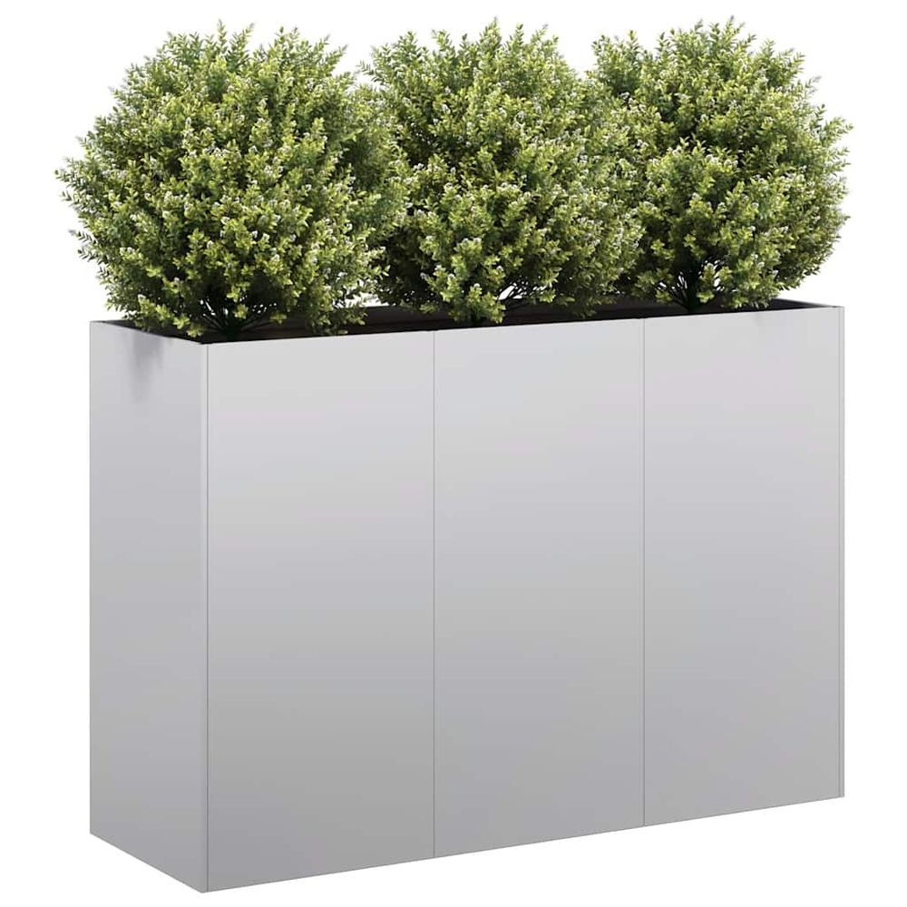 Jardinière haute rectangulaire en acier galvanisé anti-rouille avec supports de renfort stables argent 120x40x80cm