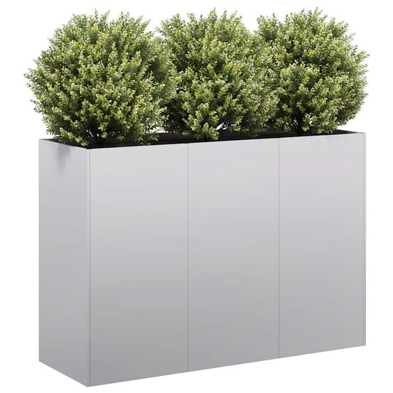 Jardinière haute rectangulaire en acier galvanisé anti-rouille avec supports de renfort stables argent 120x40x80cm