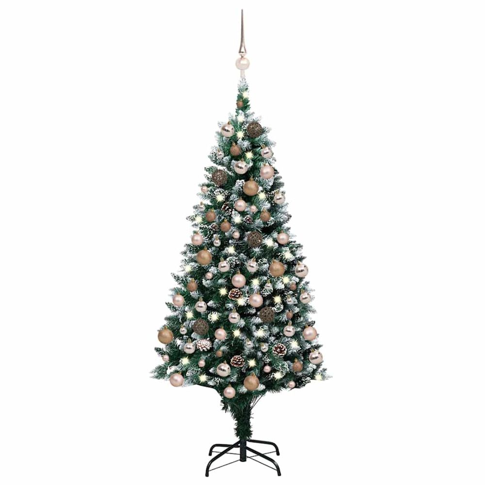 Arbre de noël artificiel avec led/boules pommes de pin 150cm