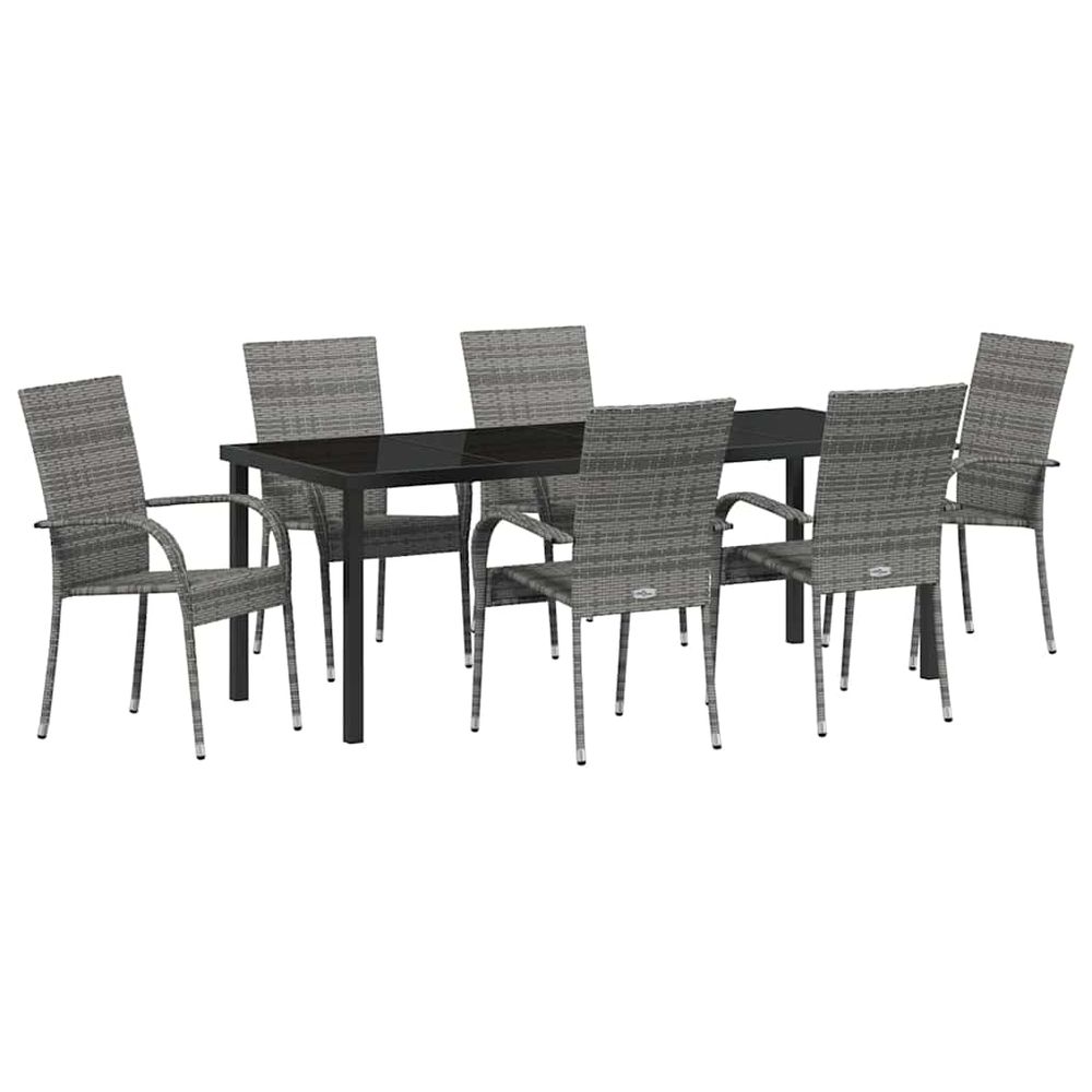 Ensemble de salle à manger pour jardin 7 pc gris