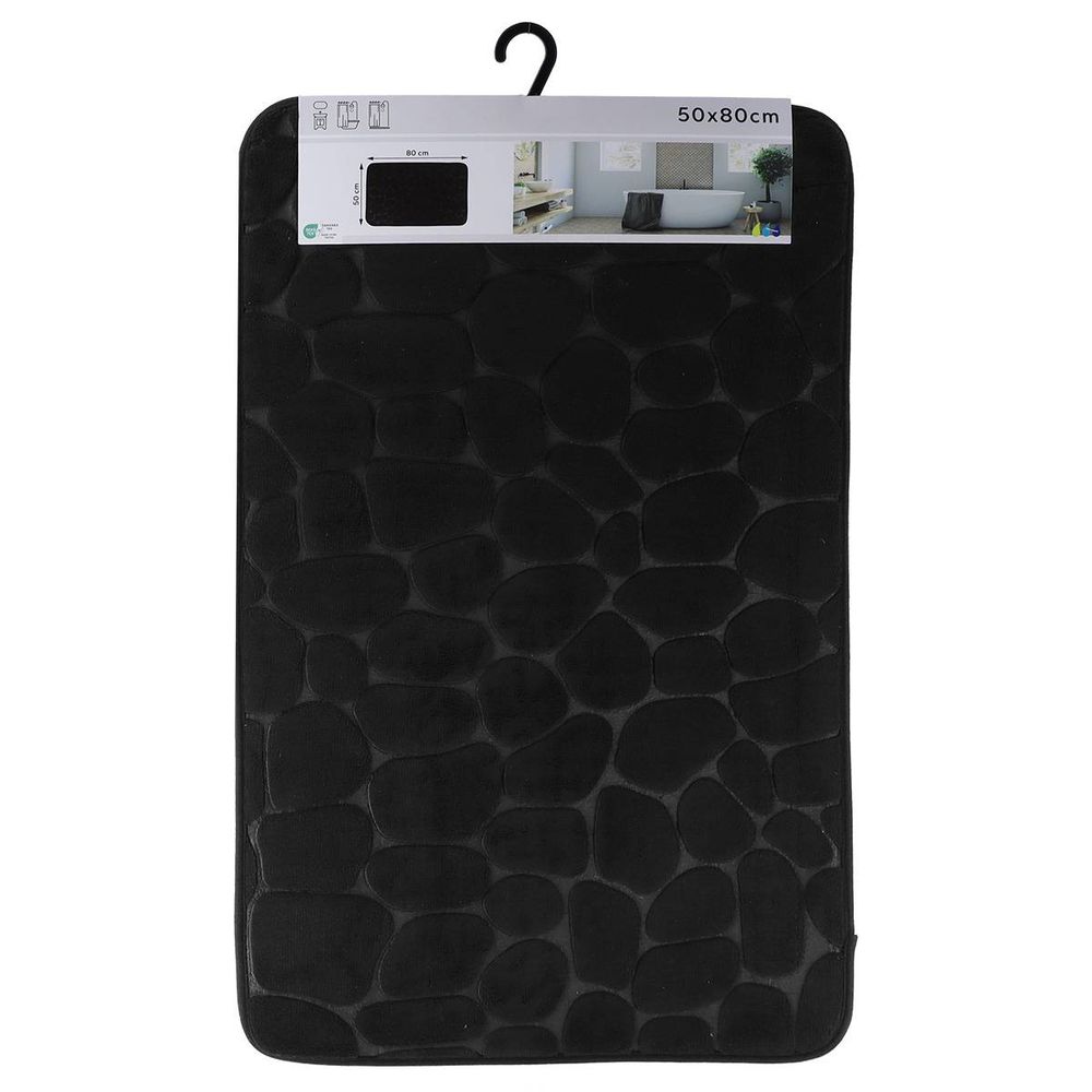 Tapis memoire de forme microfibre galet 50x80cm - noir