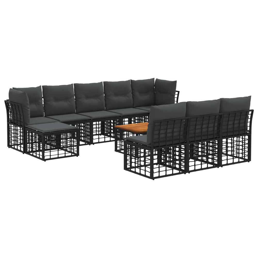 Ensemble de canapés d'extérieur 11 pcs noir et gris foncé