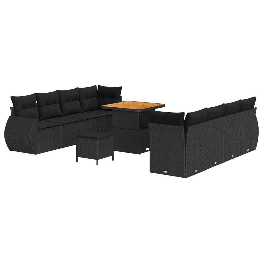 Ensemble de canapé de jardin 11 pc noir polyrotin