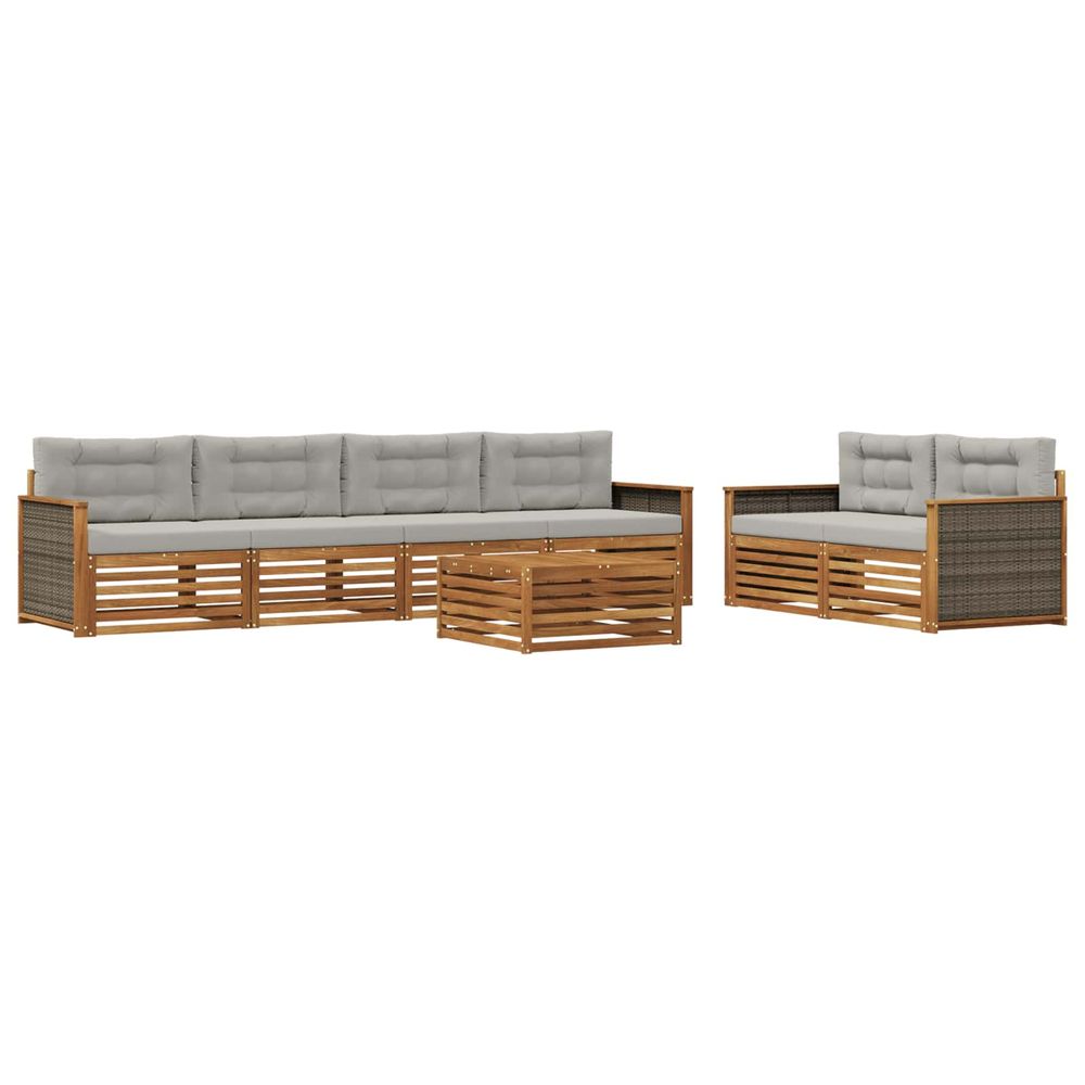 Ensemble de canapés d'extérieur 7 pc naturel et gris clair