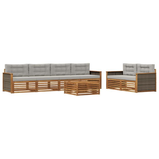 Ensemble de canapés d'extérieur 7 pc naturel et gris clair
