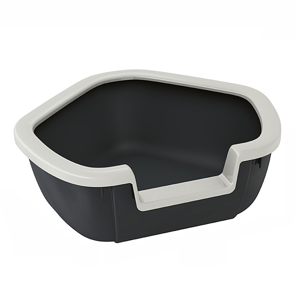 Ferplast bac litiere pour chat, maison de toilette pour chat, bac à litière d'angle, avec bords hauts et entrée basse, 57,5 x 51,5