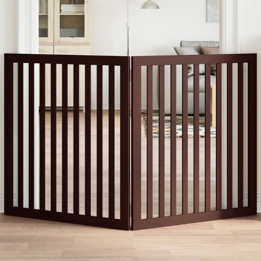 Barrière chien bois hauteur 90cm pliable intérieur brun