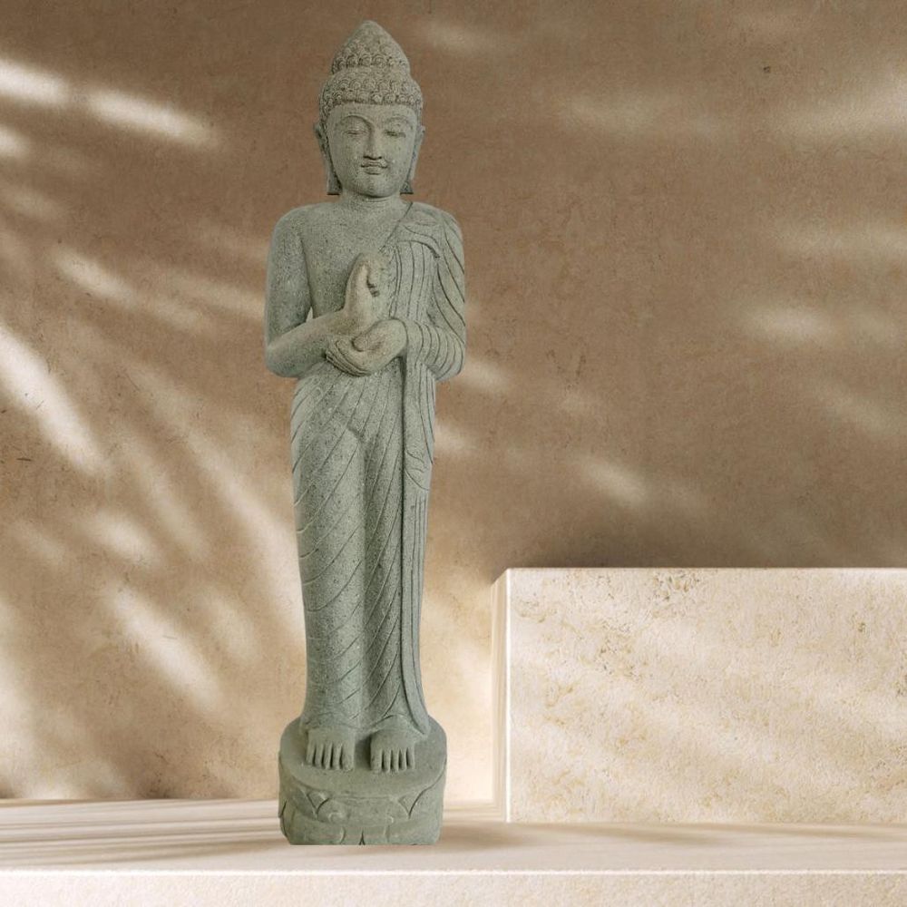 Statue en pierre bouddha debout position chakra 2m