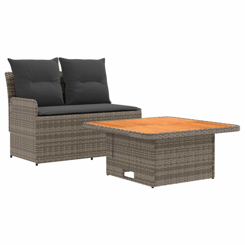 Canapé de jardin avec accoudoirs et table relevable 2 pièce