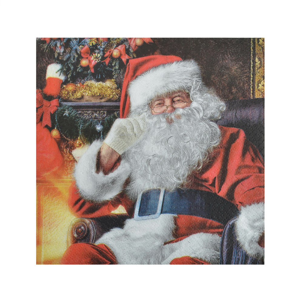 Lot de 20 serviettes en papier pere noel dans son fauteuil