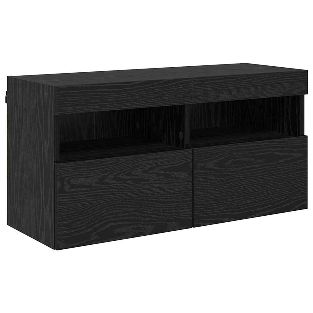 Meuble tv mural 80 x 30 x 40 cm chêne noir bois d'ingénierie