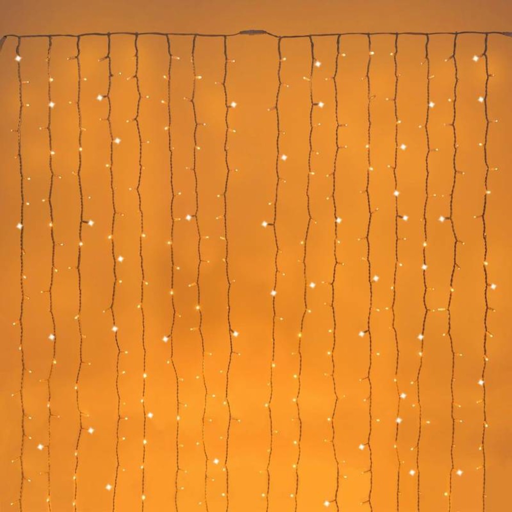 Rideau lumineux 2x3m 480 maxi led blanc chaud ip67 professionnel