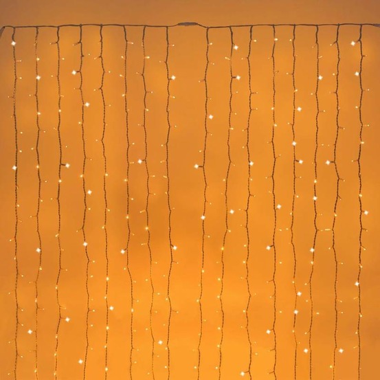 Rideau lumineux 2x3m 480 maxi led blanc chaud ip67 professionnel