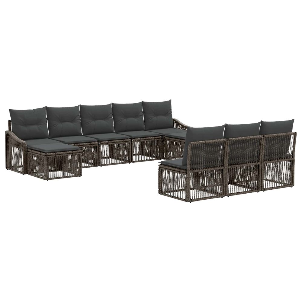 Ensemble de canapé de jardin 10 pc gris polyrotin