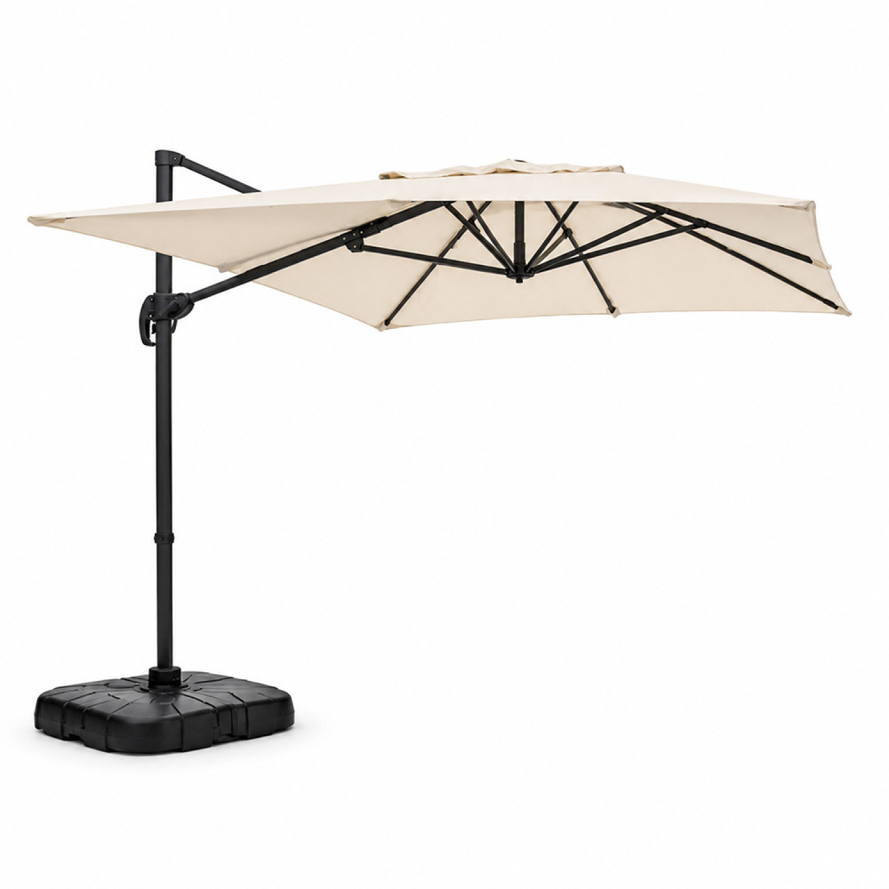 Parasol rectangulaire 2x3m déporté rotatif écru piana