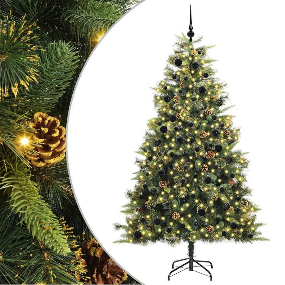 Sapin de noël artificiel avec branches pliables et cônes 240 cm