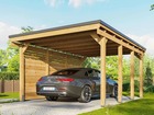 Carport bois castellane - 373x555 - panneau latéral intégré - toiture en bois + feutre bitumeux - abri 1 voiture
