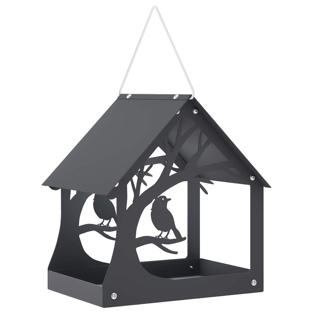 Mangeoire à oiseaux suspendue acier anthracite