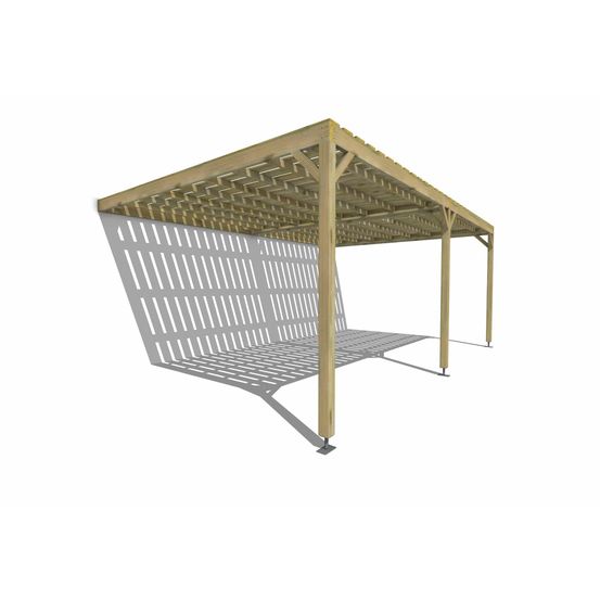Pergola bois • 6m x 4m • adossée • sens largeur • platelage bois • livraison comprise