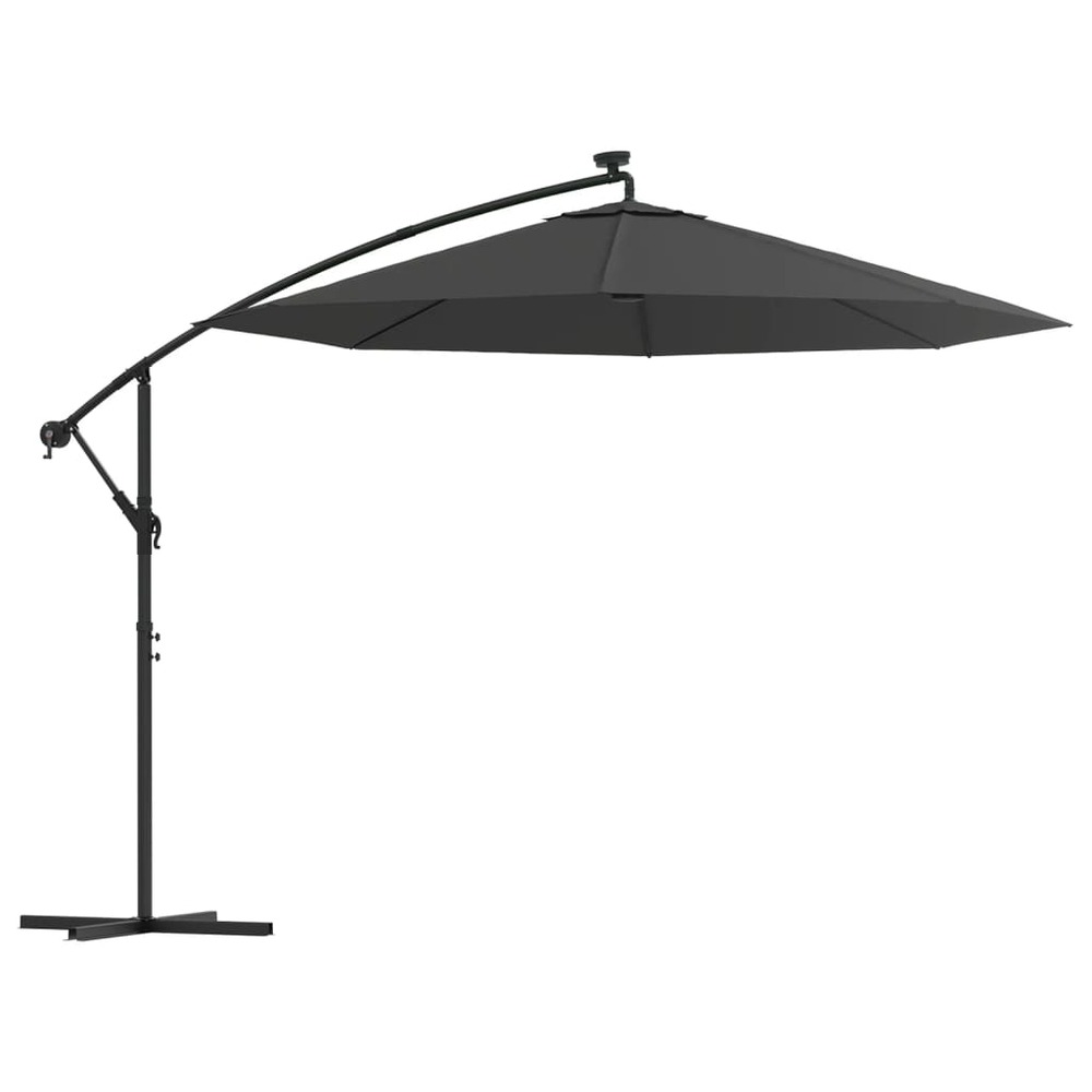 Parasol meuble de jardin en porte-à-faux led et mât en acier 300 cm anthracite