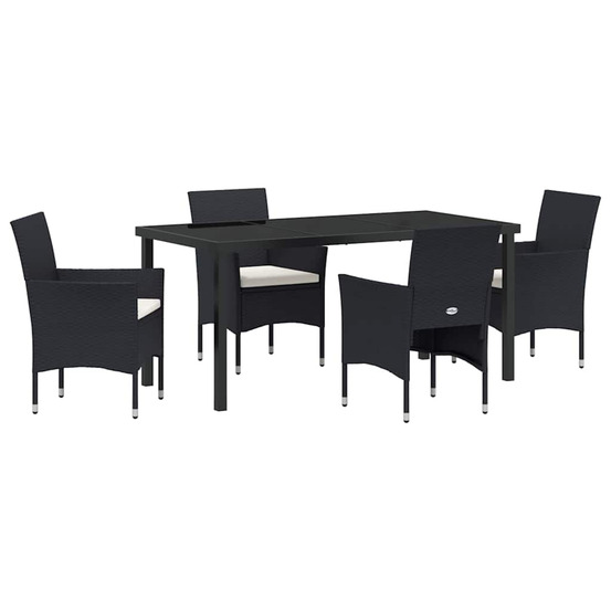 Ensemble de salle à manger pour jardin 5 pcs noir polyrotin