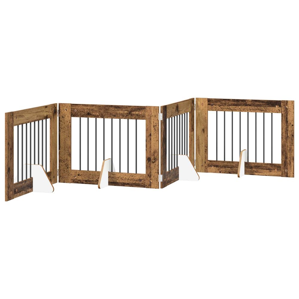 Porte de chien pliable avec supports 4 pc bois ancien 321 cm