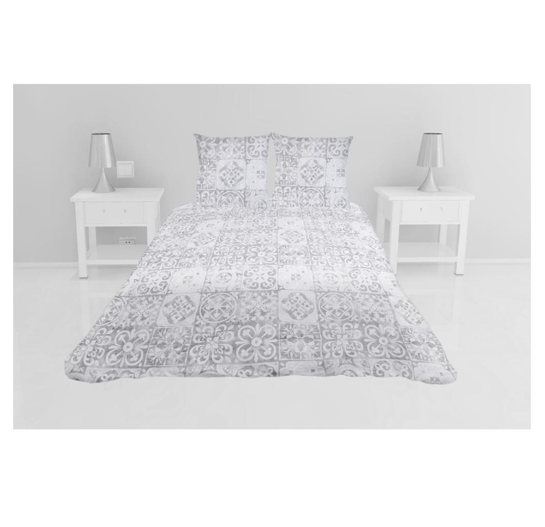 Couvre lit microfibre + taies 220 x 240 cm persan gris