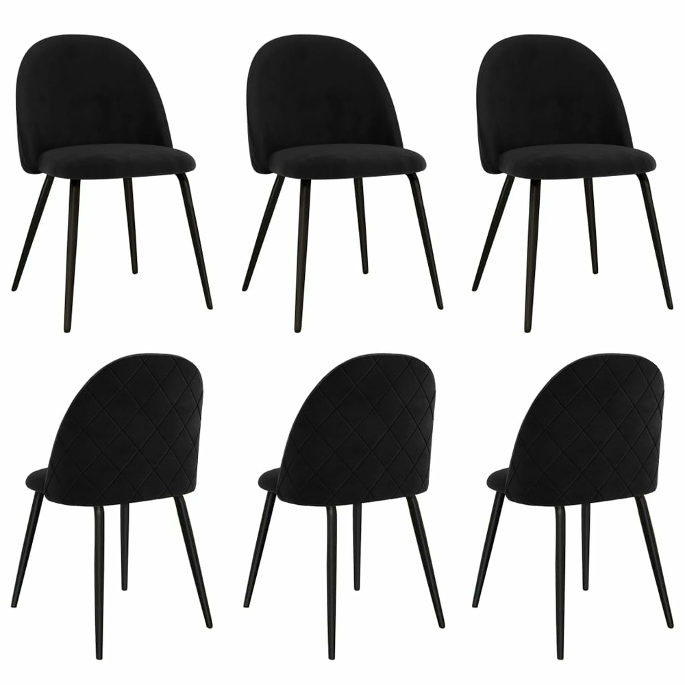 Chaises de salle à manger 6 pcs noir tissu