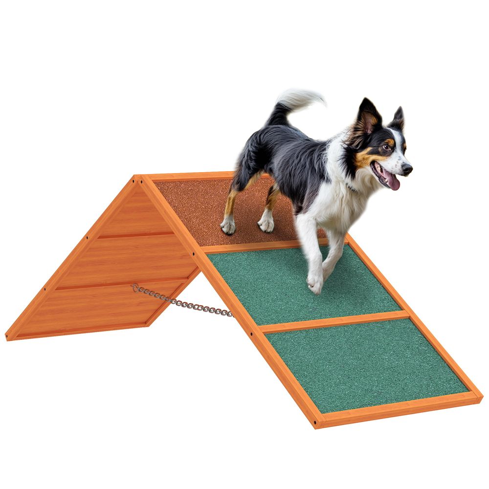 Rampe d’agilité pour chien en sapin 173 x 59 x 66 cm orange vert pliable et réglable - comfortxl outdoor living