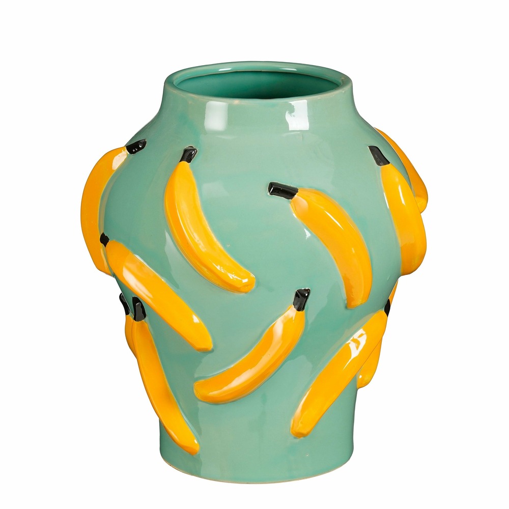 Mica decorations - vase en céramique vert et jaune d27