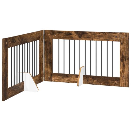 Porte de chien pliable avec supports 2 pc chêne fumé 200,5 cm