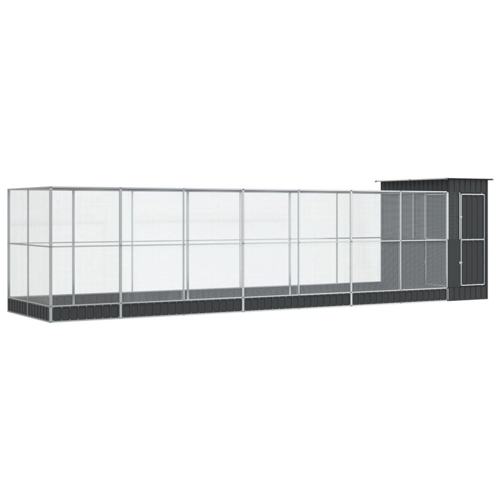 Volière avec extension argenté 830x203x216 cm acier